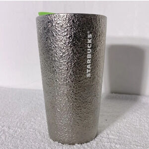 Starbucks 2023 Holiday Silver Metallic Foil  Hammered Texture Ceramic Tumbler